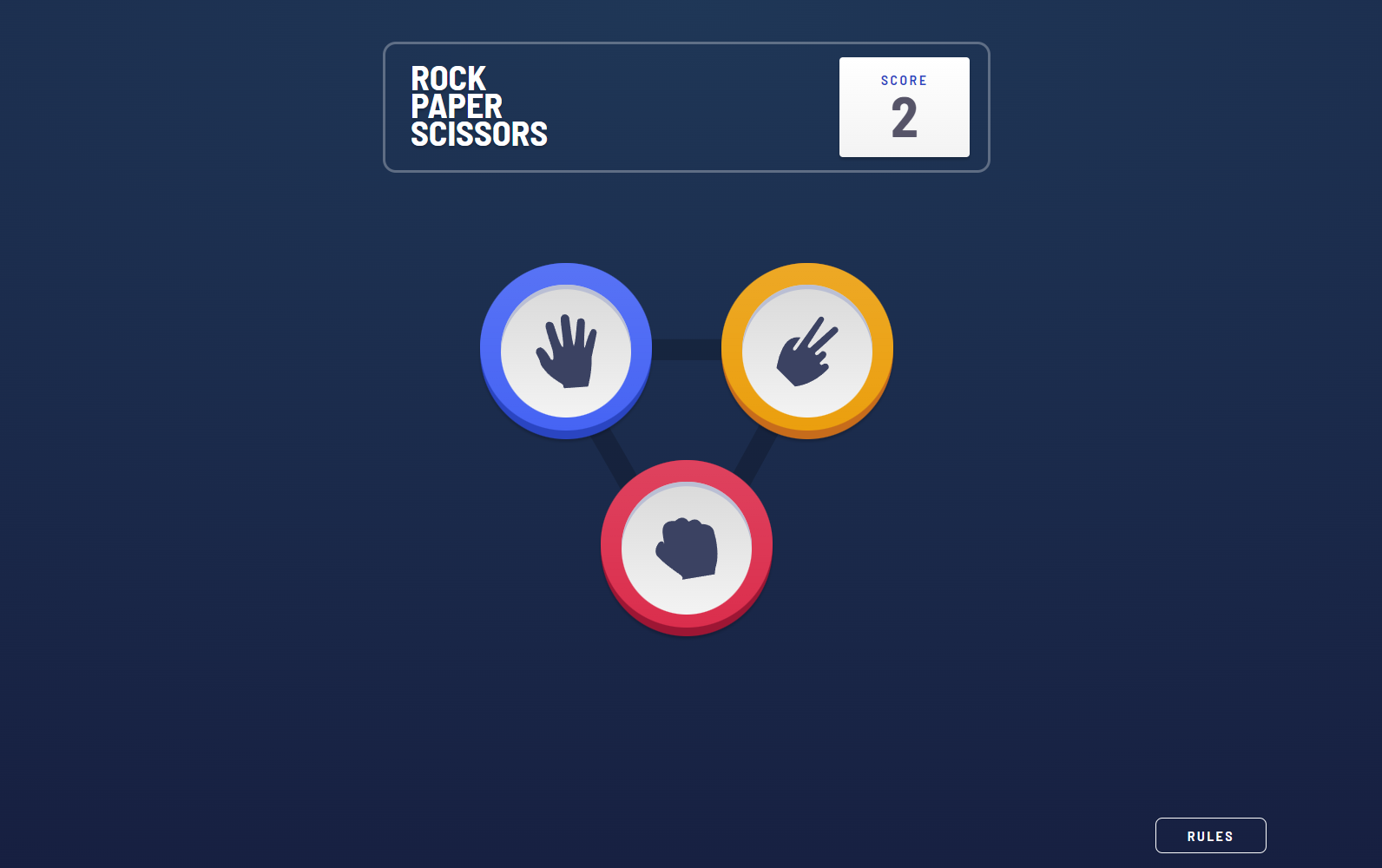 Screenshot of the desktop view of Rock Paper Scissors app